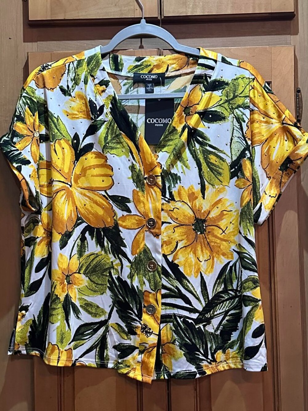 NWT Petite Cocomo Colorful Floral Top PXL
